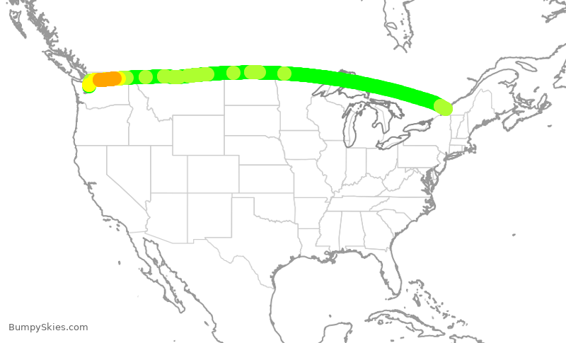 Turbulence forecast map for TWY166, BFI to YUL