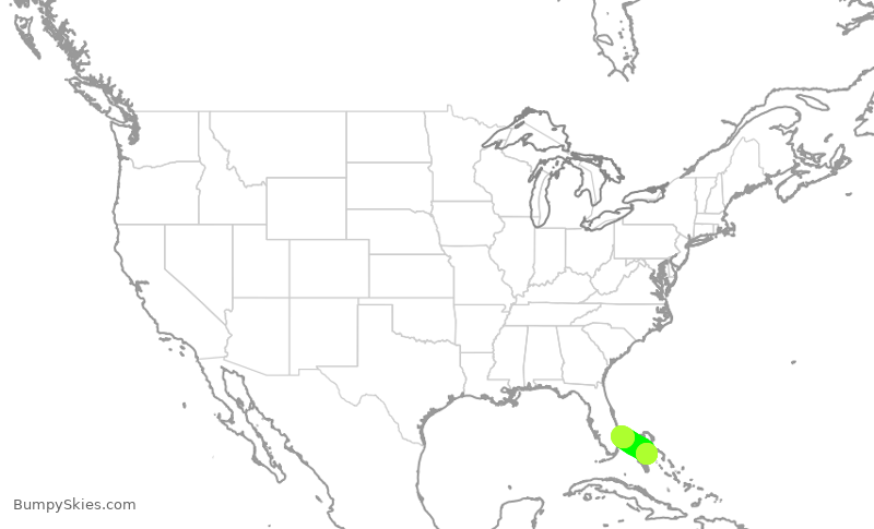 Turbulence forecast map for TWY16, NAS to KDJT
