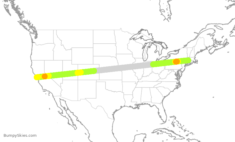 Turbulence forecast map for TWY17, BDL to SFO
