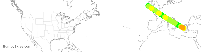Turbulence forecast map for TWY182, SNN to ATH