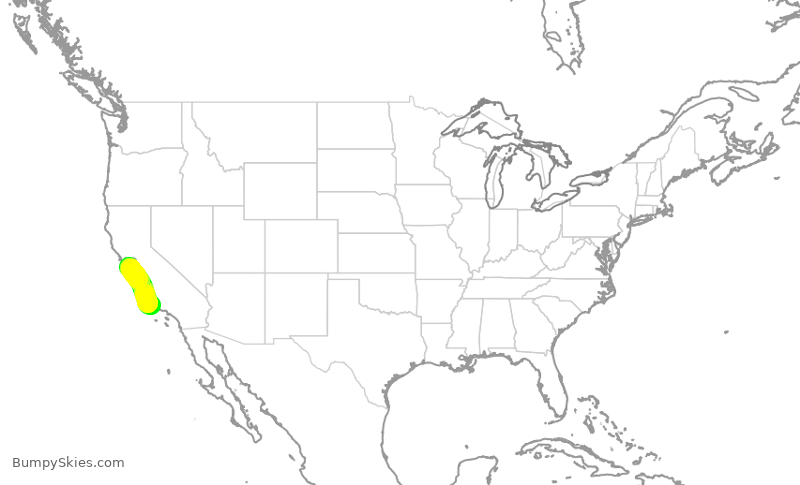 Turbulence forecast map for TWY188, NUQ to SBA