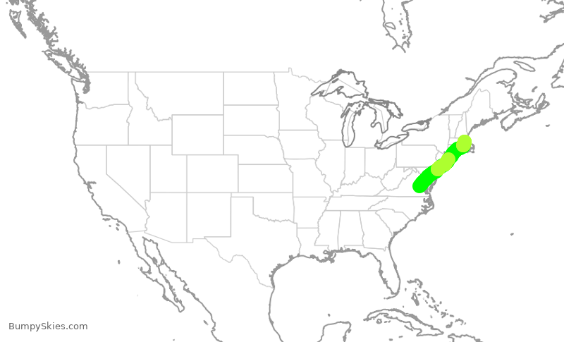 Turbulence forecast map for TWY18, RIC to BOS