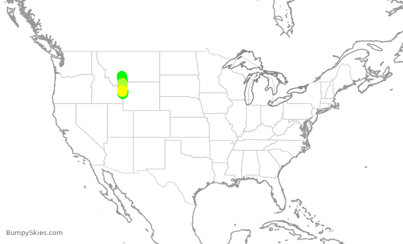 Turbulence forecast map for TWY191, JAC to BZN