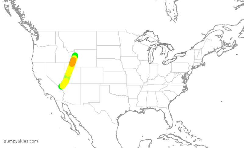 Turbulence forecast map for TWY193, LAS to JAC