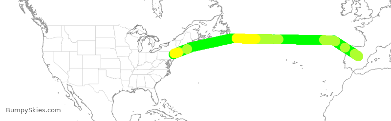 Turbulence forecast map for TWY2120, TEB to MAD