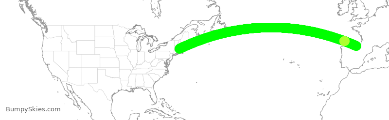 Turbulence forecast map for TWY212, BED to BIO