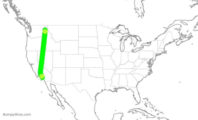 Turbulence forecast map for TWY216, SNA to COE