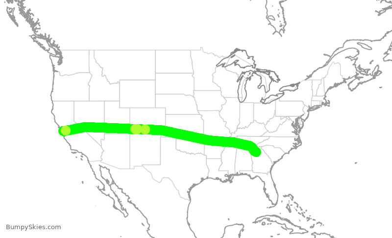 Turbulence forecast map for TWY222, LZU to SJC