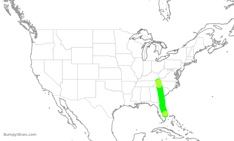 Turbulence forecast map for TWY222, TRI to DJT