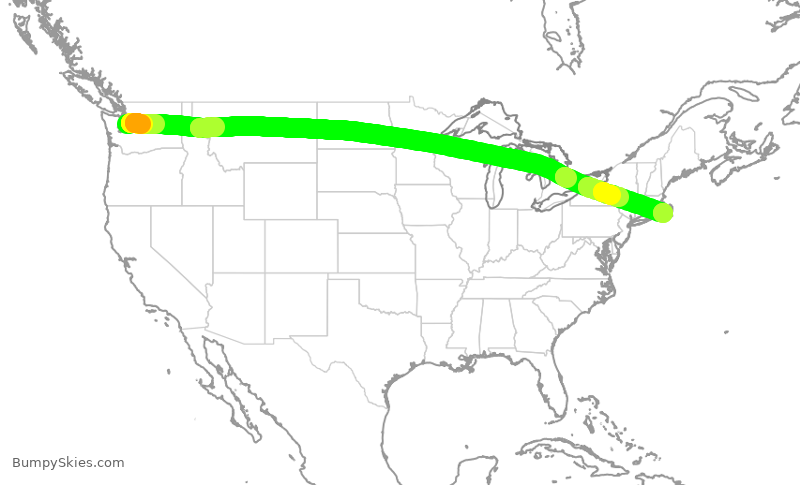 Turbulence forecast map for TWY225, BFI to MVY