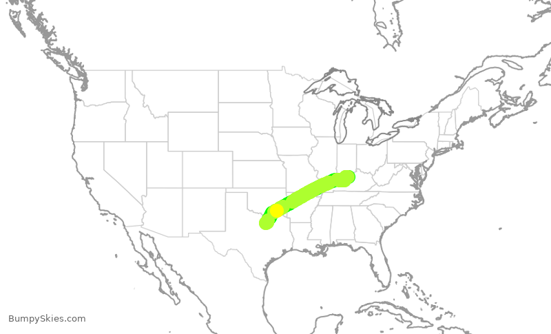 Turbulence forecast map for TWY228, FTW to SDF