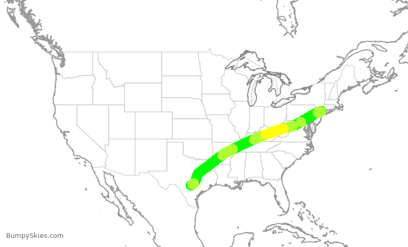 Turbulence forecast map for TWY235, HPN to SAT