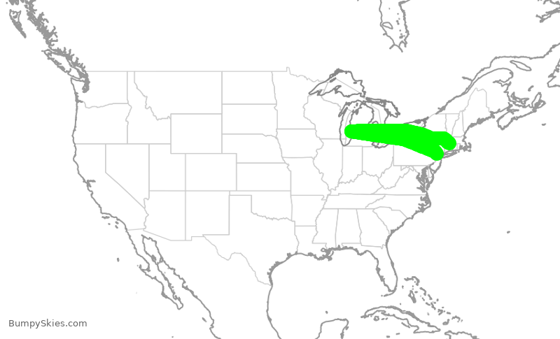 Turbulence forecast map for TWY244, MMU to BDL