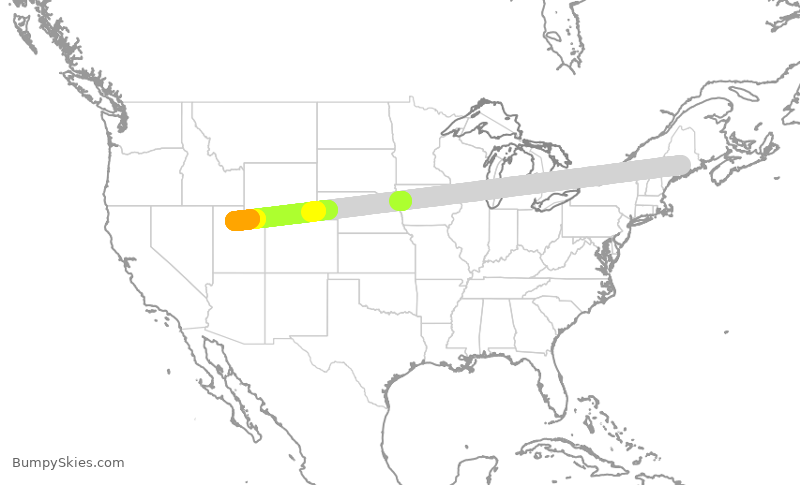 Turbulence forecast map for TWY248, BGR to SLC