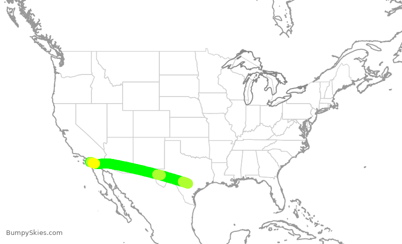 Turbulence forecast map for TWY249, CLD to SAT