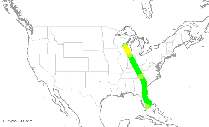 Turbulence forecast map for TWY262, ATW to MIA