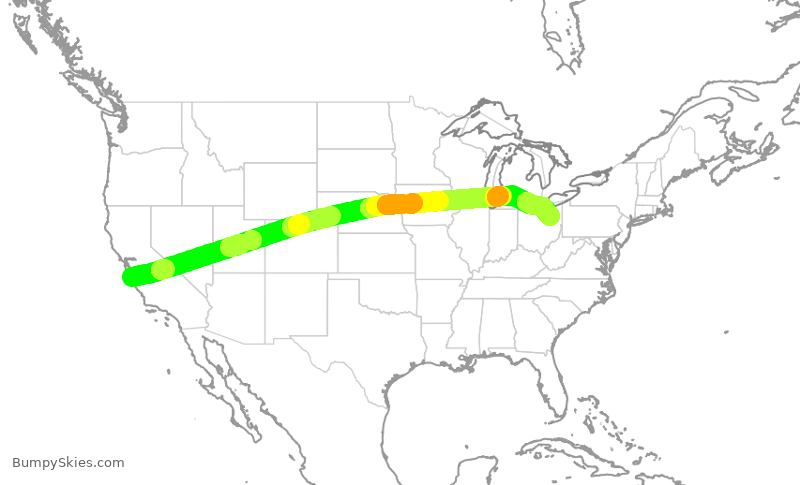 Turbulence forecast map for TWY262, MRY to CLE