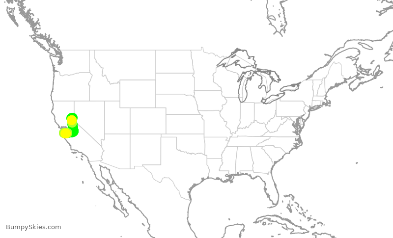 Turbulence forecast map for TWY281, TKF to SJC