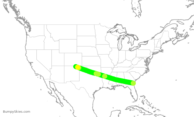 Turbulence forecast map for TWY295, SSI to RTN