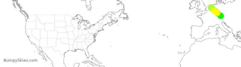 Turbulence forecast map for TWY303, AMS to MUC