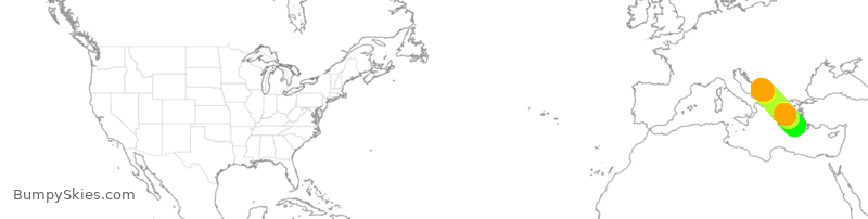 Turbulence forecast map for TWY303, DBV to JTR