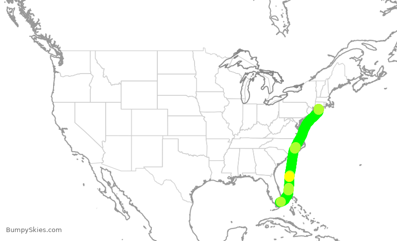 Turbulence forecast map for TWY305, OPF to FOK