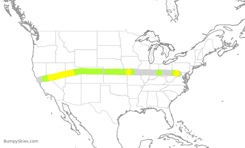 Turbulence forecast map for TWY308, OAK to IAD