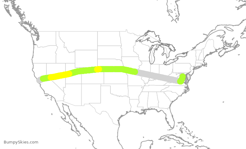 Turbulence forecast map for TWY308, SFO to IAD