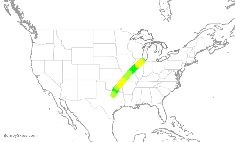 Turbulence forecast map for TWY30, FTW to MDW
