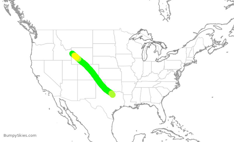 Turbulence forecast map for TWY30, JAC to FTW