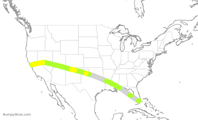 Turbulence forecast map for TWY313, OAK to OPF