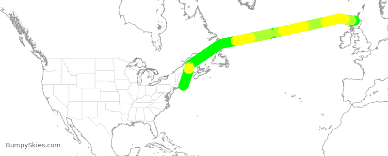 Turbulence forecast map for TWY321, ACK to INV