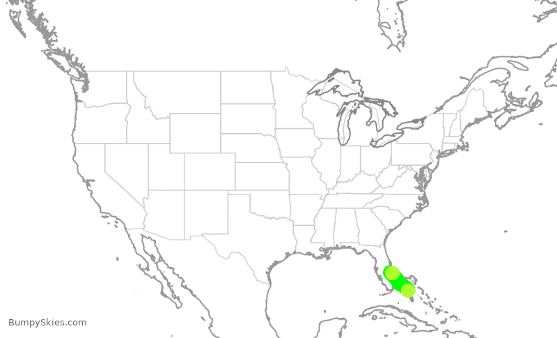 Turbulence forecast map for TWY357, SUA to YAN