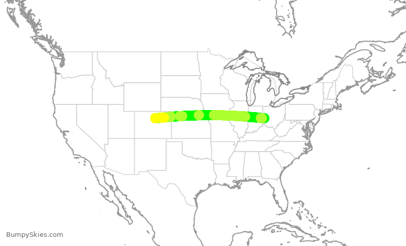 Turbulence forecast map for TWY381, BJC to DAY