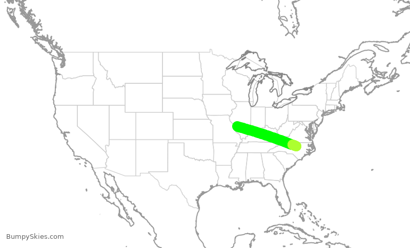 Turbulence forecast map for TWY40, ALN to RDU