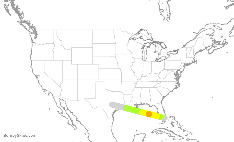 Turbulence forecast map for TWY40, AUS to FXE