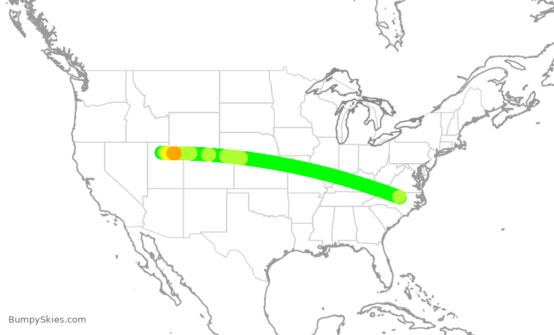 Turbulence forecast map for TWY40, RDU to SLC