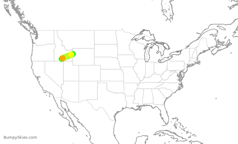Turbulence forecast map for TWY413, JAC to TWF