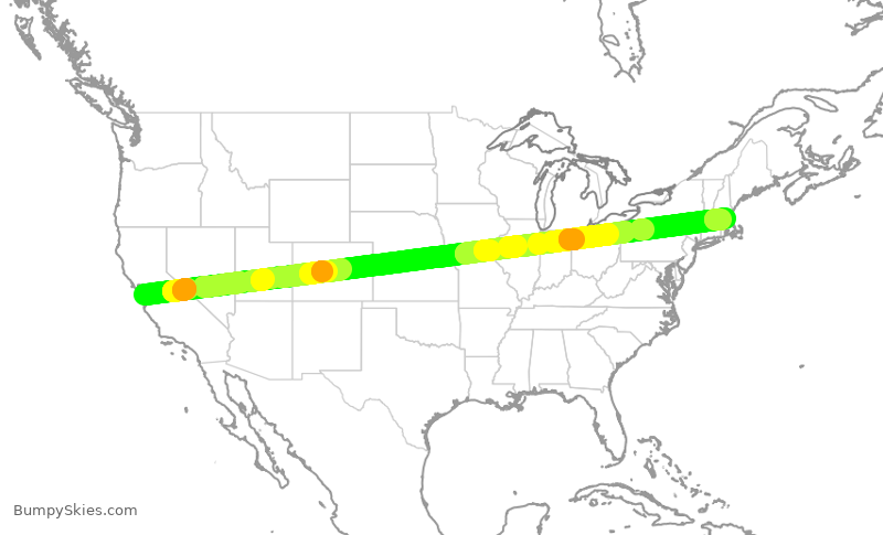 Turbulence forecast map for TWY413, SJC to BED