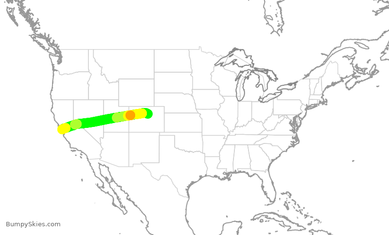 Turbulence forecast map for TWY429, BJC to NUQ