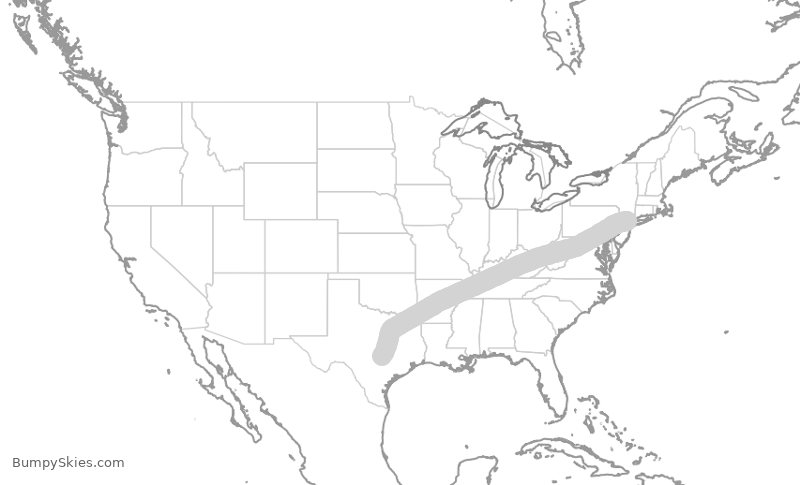Turbulence forecast map for TWY429, TEB to AUS