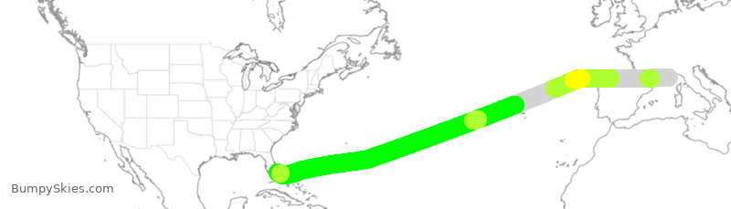 Turbulence forecast map for TWY42, NCE to KDJT