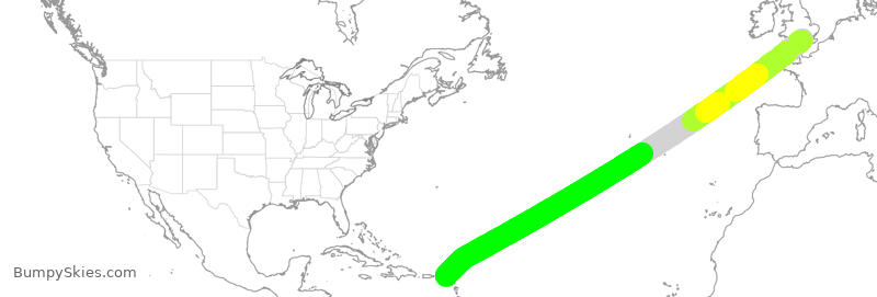 Turbulence forecast map for TWY43, FAB to SXM