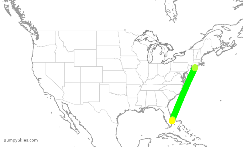 Turbulence forecast map for TWY44, BCT to FOK