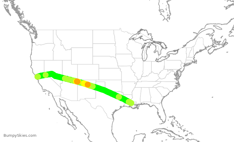 Turbulence forecast map for TWY504, OAK to BTR