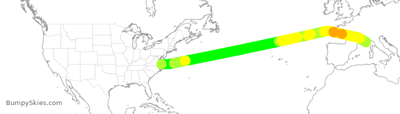 Turbulence forecast map for TWY5245, ORF to NCE