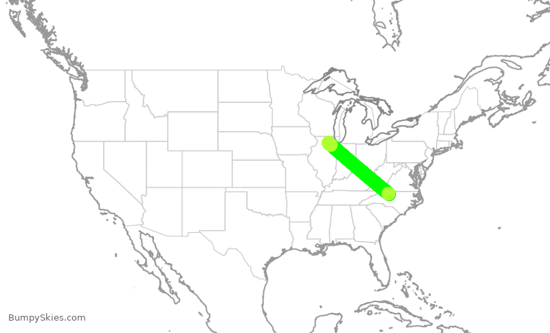 Turbulence forecast map for TWY525, GSO to KARR