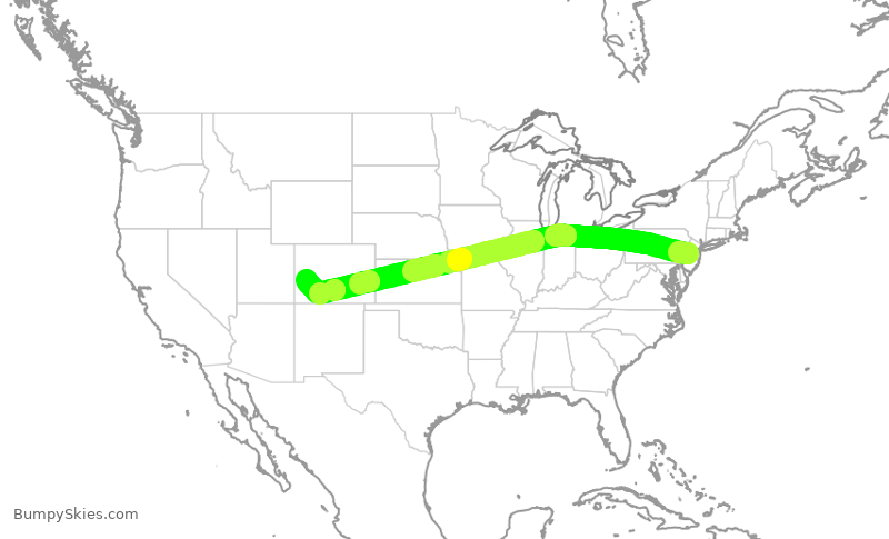 Turbulence forecast map for TWY527, TTN to MTJ