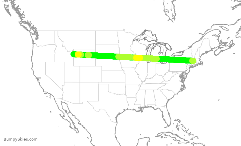 Turbulence forecast map for TWY541, CEF to KDIJ