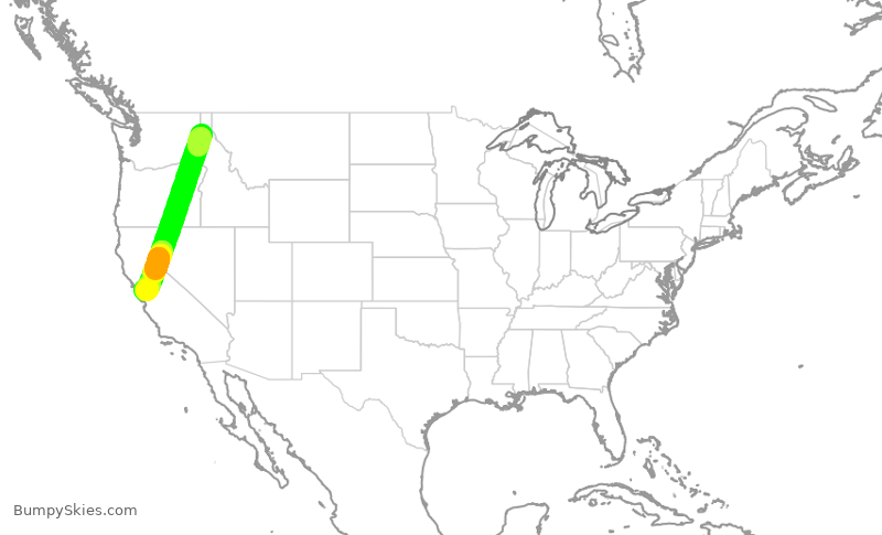 Turbulence forecast map for TWY553, COE to LVK